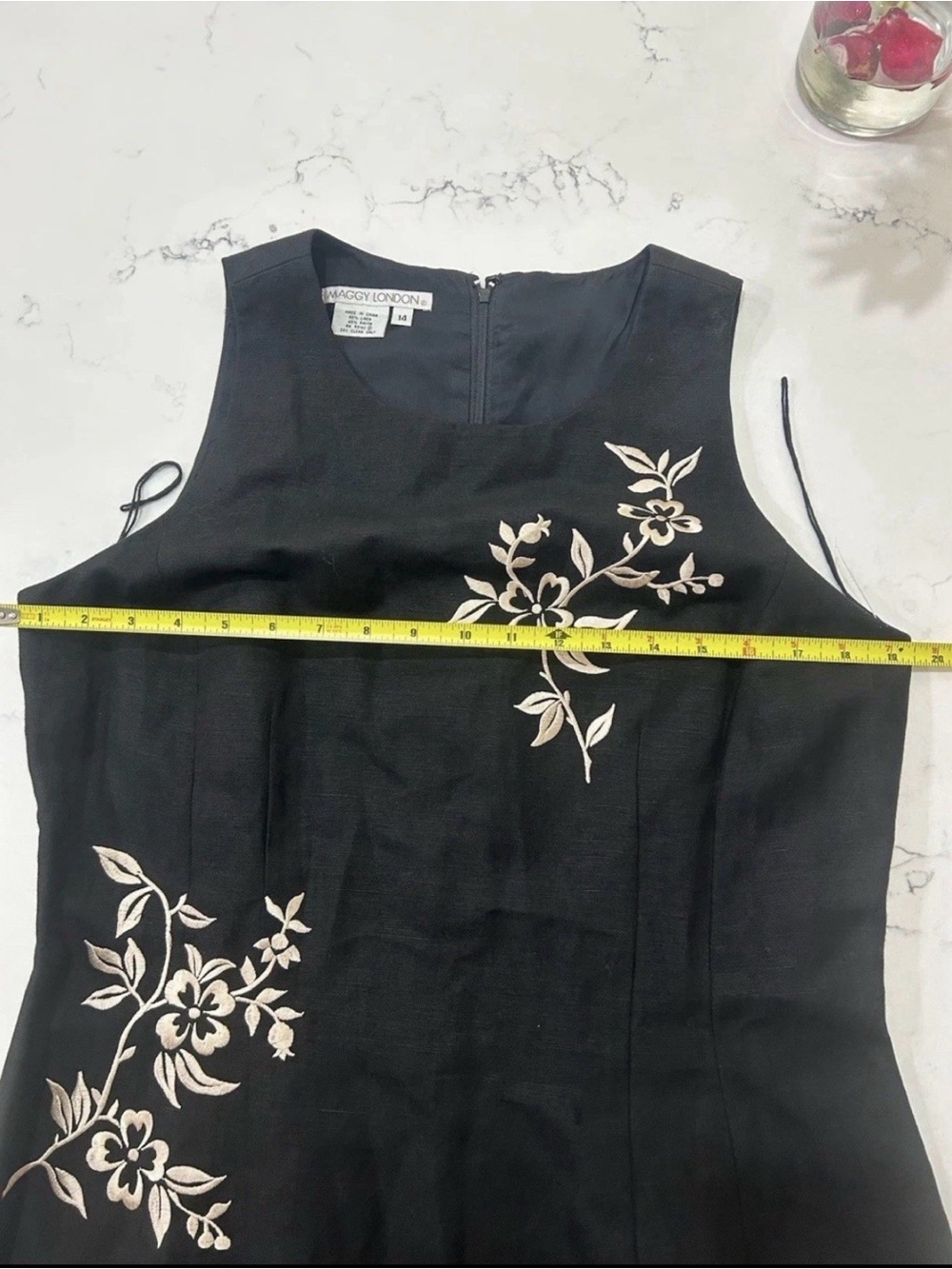 Maggy London Floral Embroidered Colorblock Sheath Dress Size 14 - Picture 3 of 10